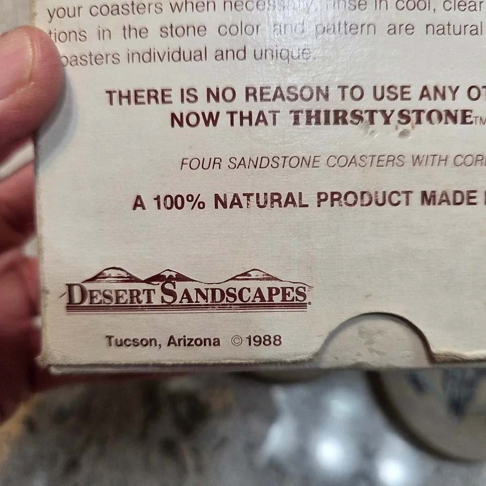 Vintage Thirstystone‎ Natural Sandstone Coasters 4 Steer Skull Western Decor USA